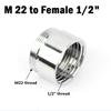 Edelstahl M22 auf 1/2" Gewindeanschluss Haushalt Badezimmer Duschschlauchanschluss Küchenarmatur Gelenke Wasserhahn Adapter
