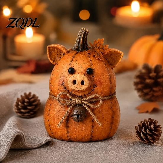 Rustic Pumpkin Statue Friends Farmhouse Felt Animal Ornaments, Cute Cow/Pumpkin/Rooster Figurines, Decorative Handmade Animals Thanksgiving Home Decor