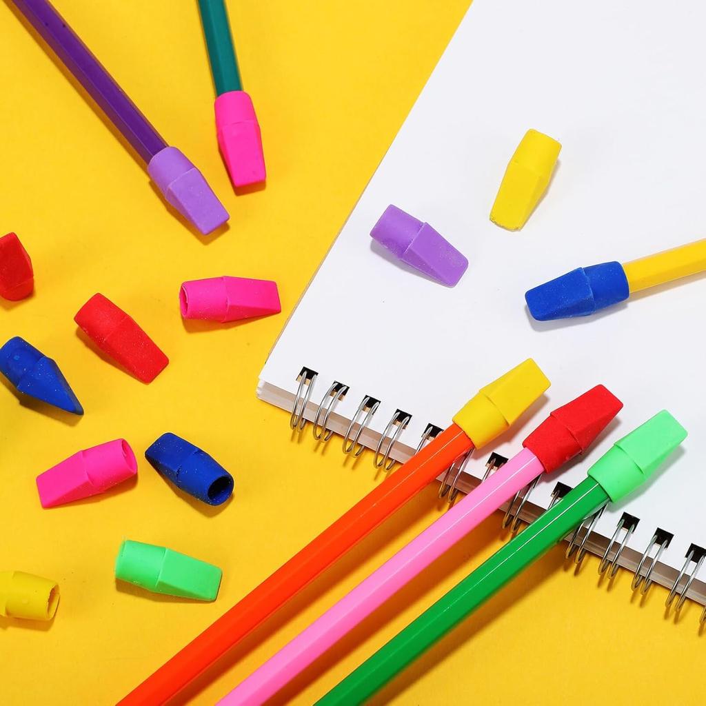 Ciieeo 120Pcs Cap Erasers for Pencils Toppers Erasers Mixed Color Pencil Top Erasers Stationery Supplies for and Teachers