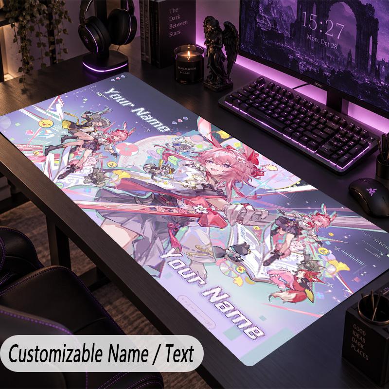 Custom Text Big Mousepad, Extended Desk Pad For Laptop Work GameHonkai Star Rail