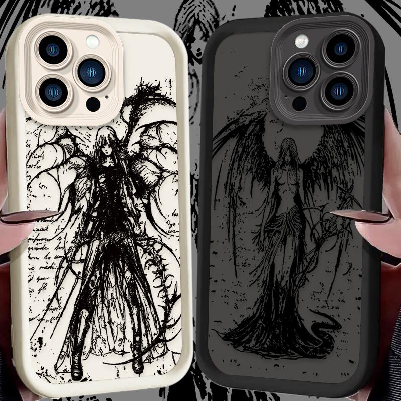Luxury Punk Black Angel Phone Case For Xiaomi Redmi 9A 9C 10 10C 12 12C K30 K40 K50 Note 10 11 12 13 Pro 5G Cover