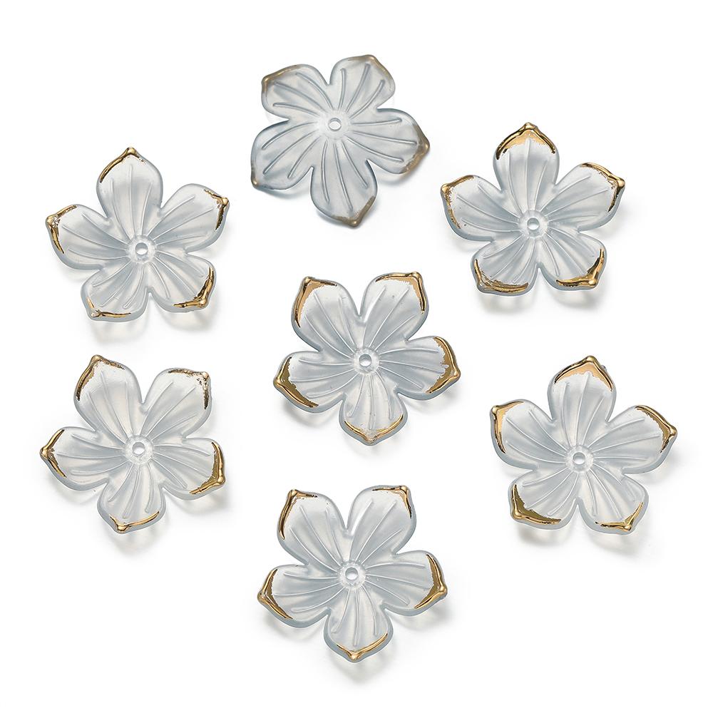50pcs/Lot 23x24mm Acrylic Flower Beads Petals Charm Connectors DIY Earrings Hair Jewelry Making Acessories Supplies