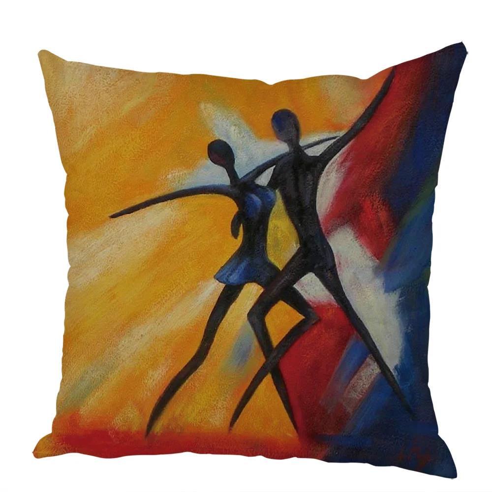Peach Skin Cushion Cover 45x45cm Abstract Painting Africa Life Pillowcase African Woman Home Decor Gallery Exotic Pillow Case