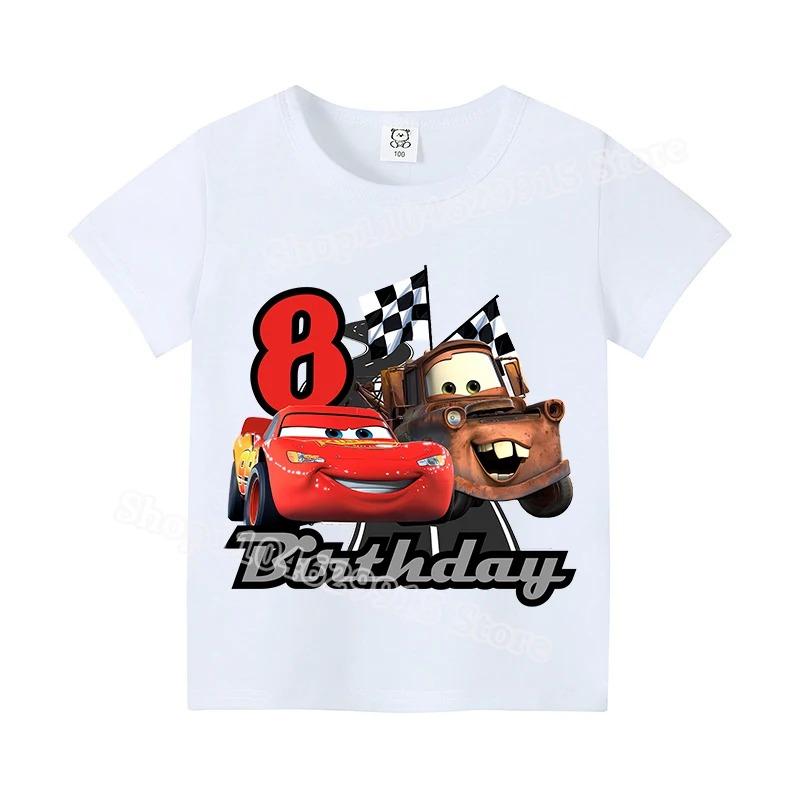Summer Casual Cartoon Lightning McQueen Short Sleeve Tshirt Kawaii Anime Comfortable Fashion Clothes for Children Boys Girls