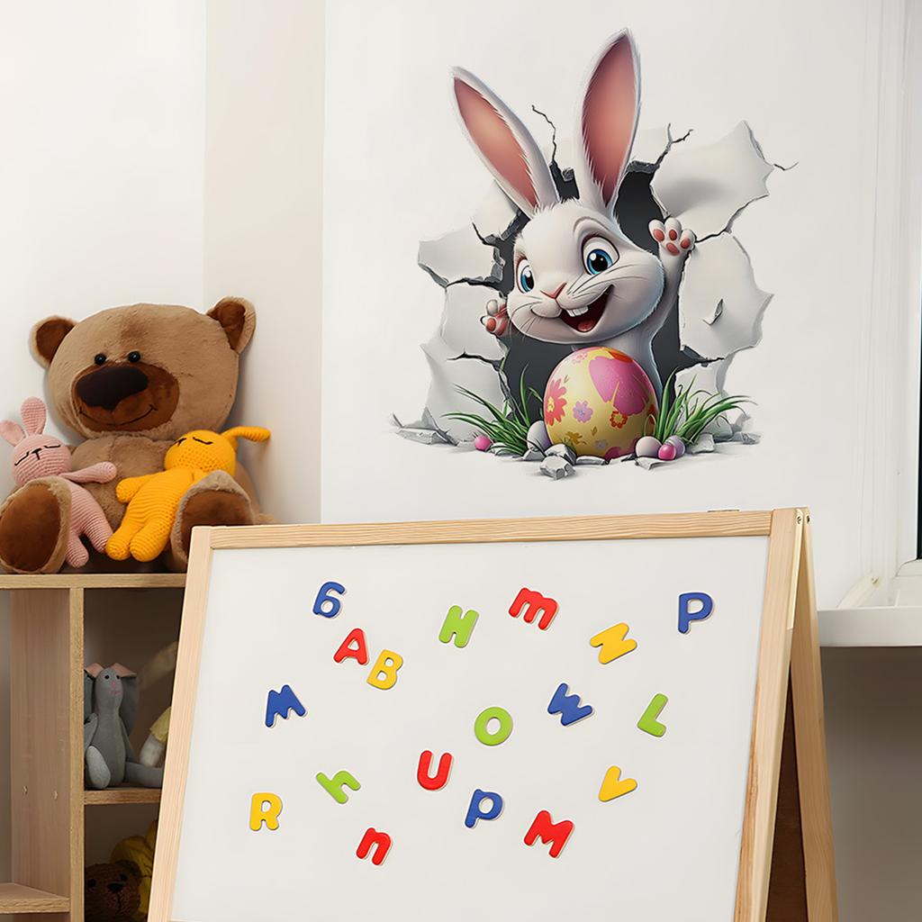 Creative Easter Wall Stickers,Festive 3D Breakthrough Stickers Easter Bunny Decorative Wall Decals For Home Roomm Room Party