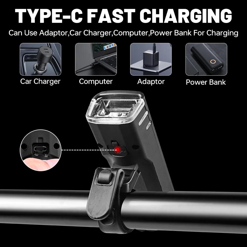 X-Tiger 400 Lumen Front Light Bicycle TYPE-C Rechargeable Mountain Bike Headlight High Brightness Smart Bike Light Commuting 7