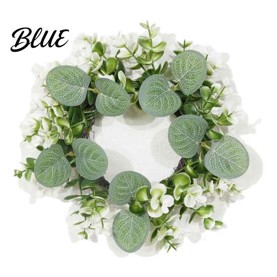 French Country Style Home Accent Christmas Bow Wreath Door Hanger Artificial Pine Candlestick Garland with Ribbon Multiuse Decorative Ring