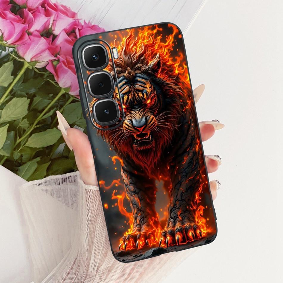 For Infinix Hot 60 60i 4G X6728 X6726 Cool Dragon Tiger Pattern Phone Case For Hot60 Hot60i 4G Black Silicone Soft Cases Bumpers