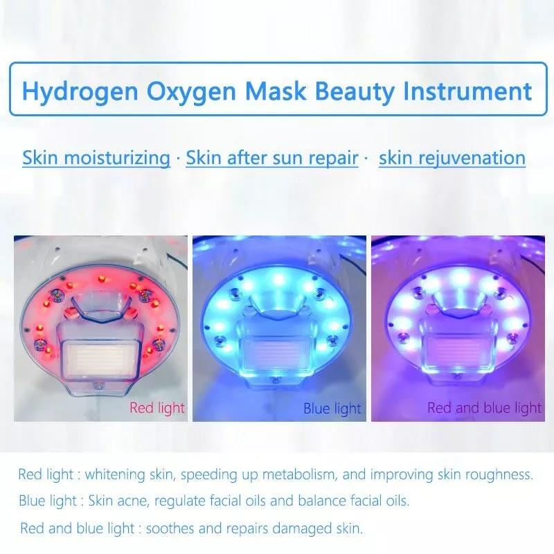 Hydrogen Oxygen Facial Mask Machine  – LED Photon Therapy Steamer Nano Spray, Red & Blue Light for Acne, Anti-Aging, Skin Rejuvenation