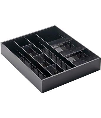 Jitsugyo 3D Horizontally Expandable Cutlery In 6cm Width Easy To Take Out Diagonal Partitions 5416 Case, Black, Approx. W29.7-47.4XD35XH5.5cm