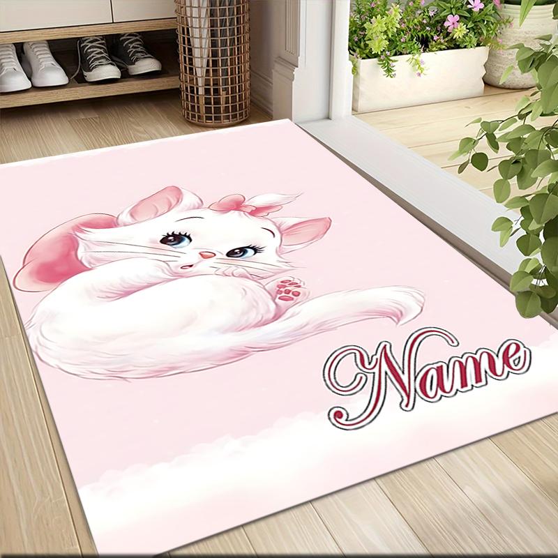 Custom Name Cheshire Cat Hearts Theme Carpet Rug Customizable Soft Washable Anti-Slip Home Living Room Sofa Mats Personalized Rug. 0909416
