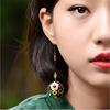 Retro Ethnic Style Shell Flower Handmade Beaded Long Section Pendant Hook Earring