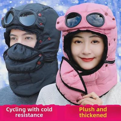 Unisexová pilotní větruodolná lyžařská cyklistická čepice s ochranou uší a hřejivou sametovou podšívkou