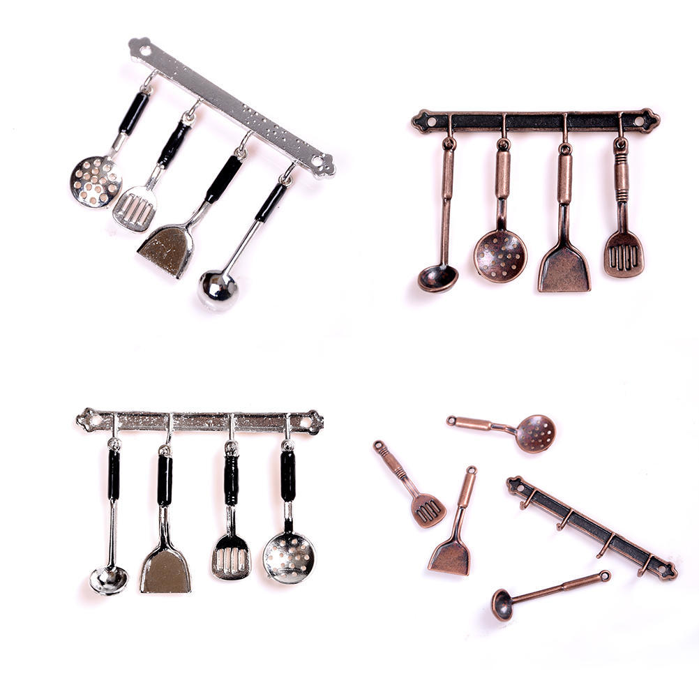 5Pcs 1:12 Doll House Miniature Metal Kitchenware Dollhouse Model Cook Set