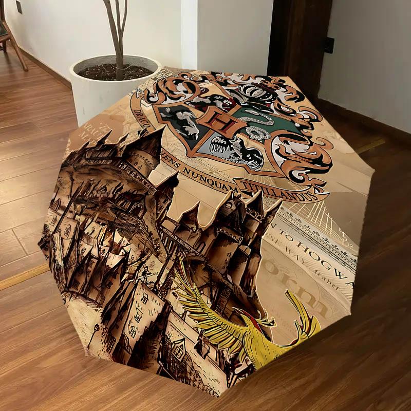 1PC Hogwarts Phoenix Umbrella-8-Rib Reinforced, Automatic Open, Lightweight & Durable, Cute Fashion Accessory for Outdoor, D2662