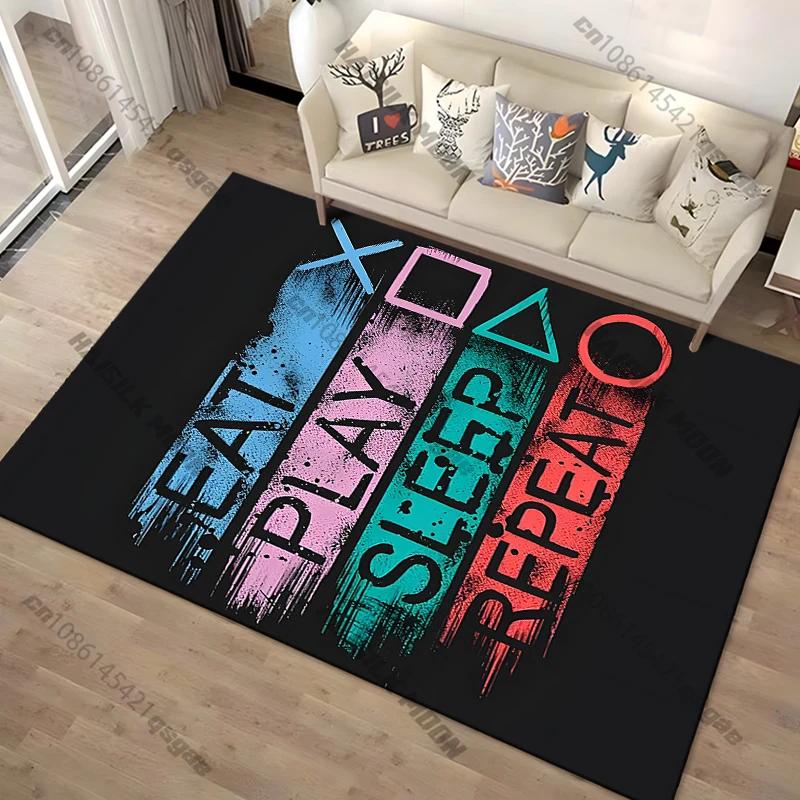 Modern Colorful Gaming Themed Carpet Non Slip Floor Mat for Living Room Kitchen Entrance Door Balcony Washable Rug Home Decor