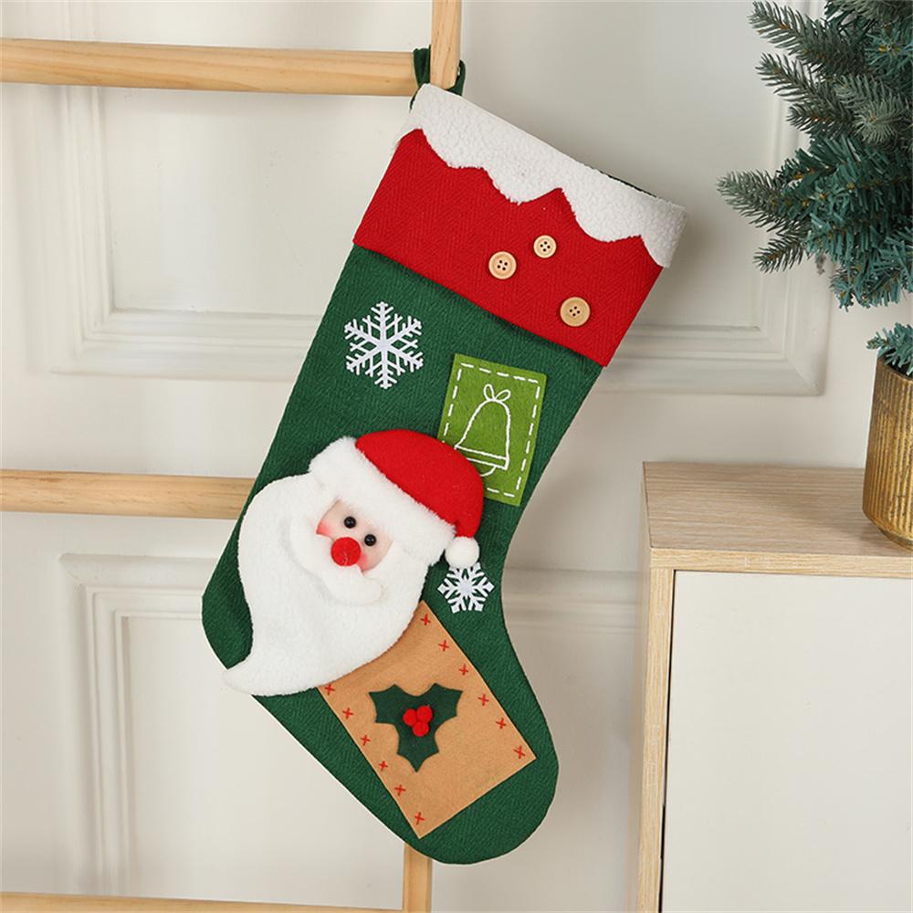 New Year Christmas Stocking Snowman Santa Elk Xmas Tree Fireplace Ornaments Gift Candy Bag Home Navidad Sock Christmas Decor