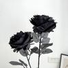 1pc Pure Black Rose Mock Bouquet Halloween Horror Gothic Dark Decor Immortal Flowers  Plastic Flowers