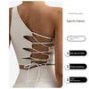 Fashion Export Cross-Border Yoga Vest Asymmetrical One-Shoulder Beauty Back Shoelace Nude Feel with Chest Pad Sports Fitness Top