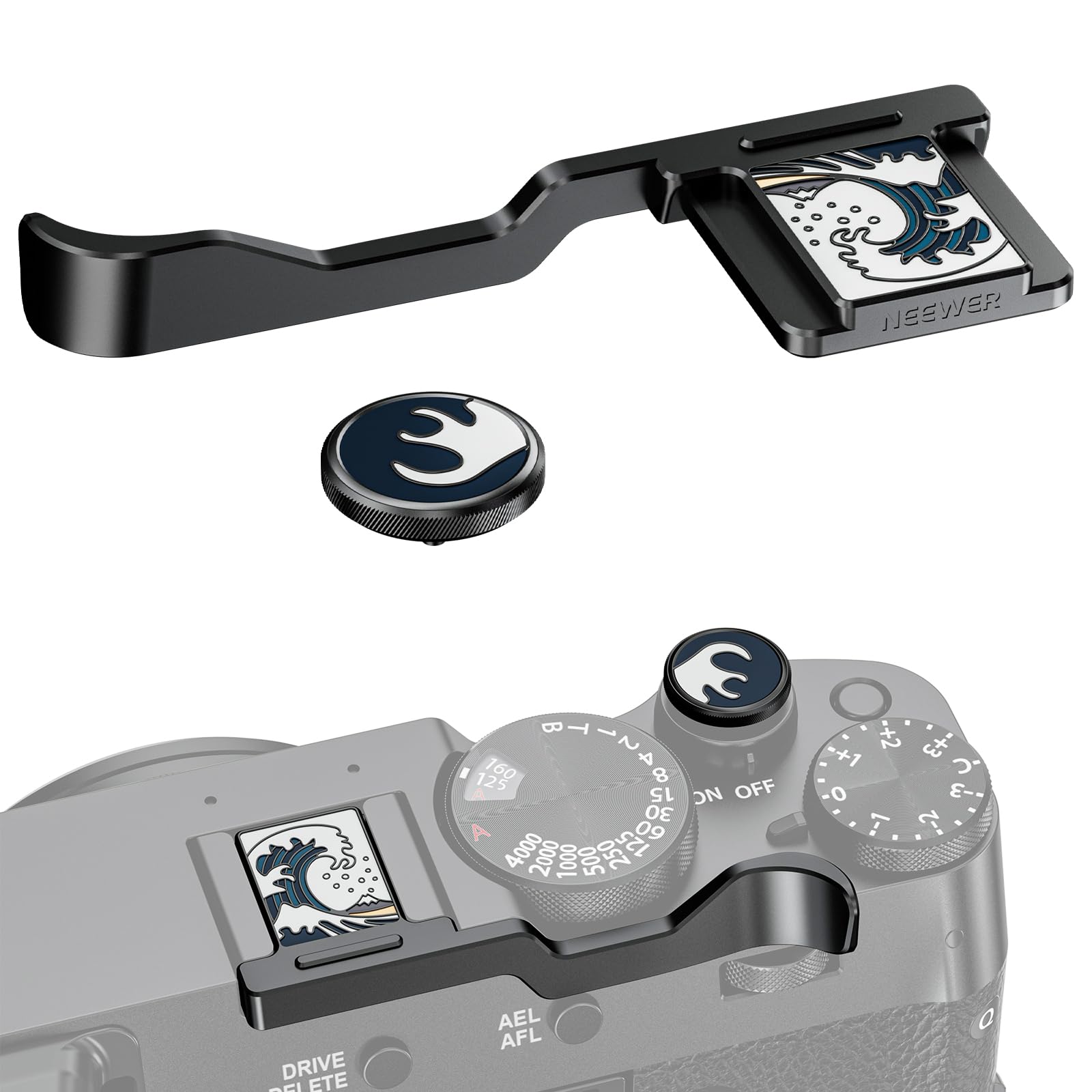 

NEEWER Thumb Grip and Shutter Button Cap for Ergonomic Thumb Holder with Shutter Release Button Thumb Rest Thumb Grip Black CA109 X100V/X100VI