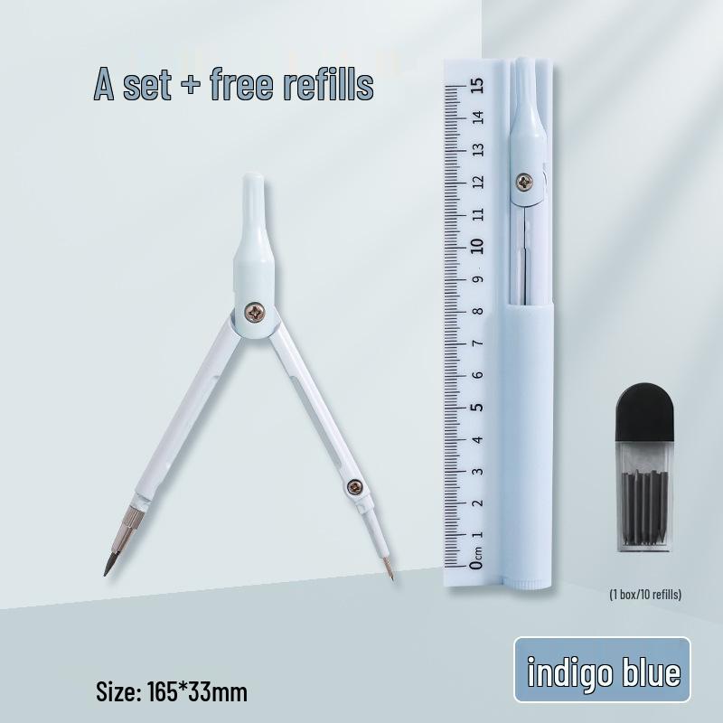 Multifunctional Three-in-One Compass, Ruler & Pencil Set for Students