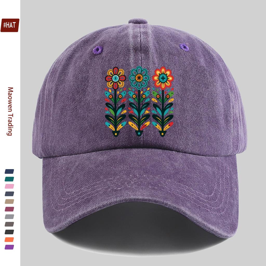 pc Vibrant Plant Pattern Printed Baseball Cap Casual Pattern Design Decor Hat Comfortable Lightweight Sun Hat with Adjustable