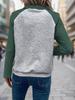 Women's Autumn/Winter 2026 Color Block Polo Collar Hoodie - Casual Simple Style Pullover