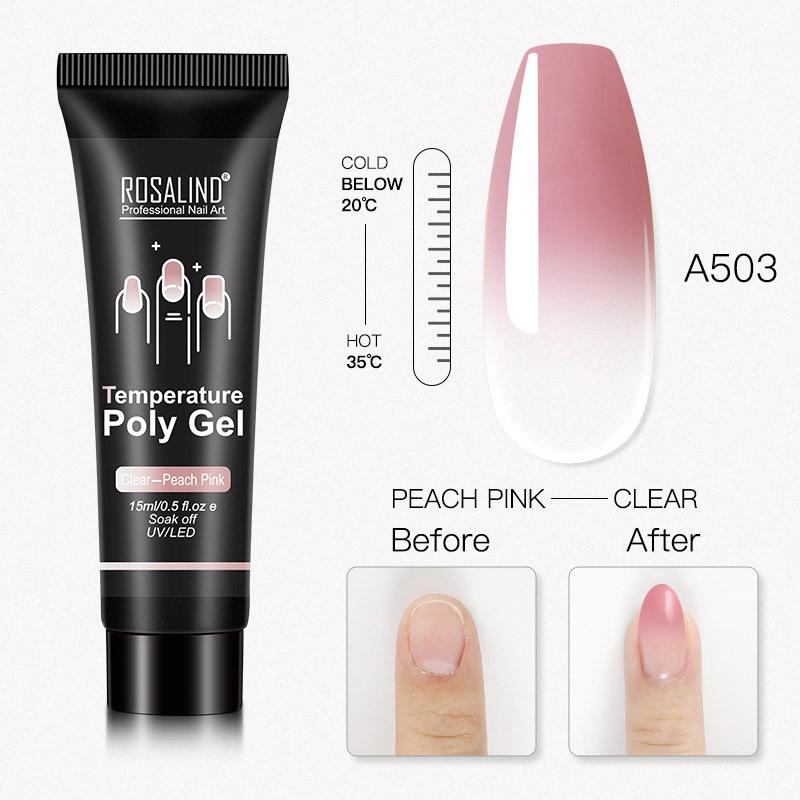 ROSALIND 15ml Γυαλιστερό Poly Nail Gel 6 χρωμάτων Quick Builder Extension UV λάμπα