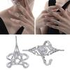 Set of 2 Unique Hollow Finger Tip Bone Rings Fashion Joint Open Ring Comfortable Holllow Rhinestones Rings Accessories