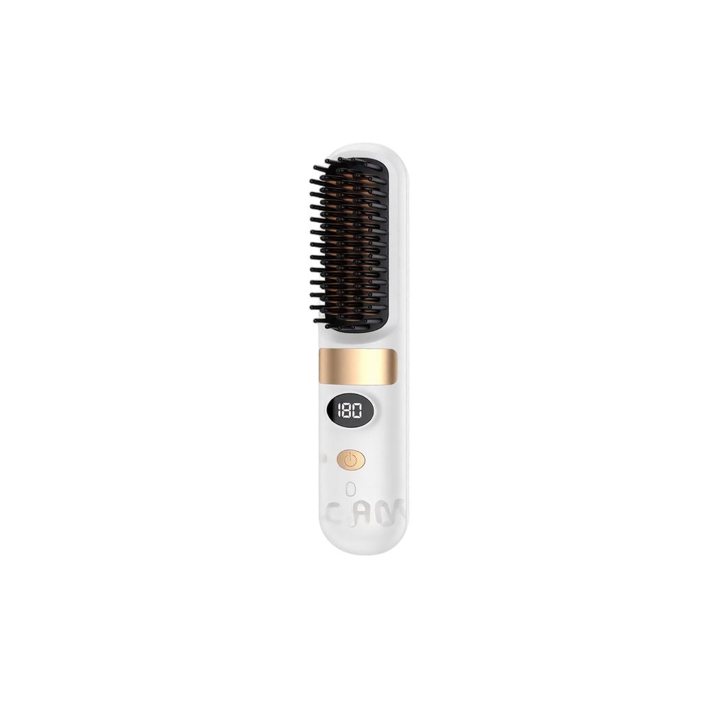 Cordless Hair Straightening Brush - USB Rechargeable Straightener and Comb