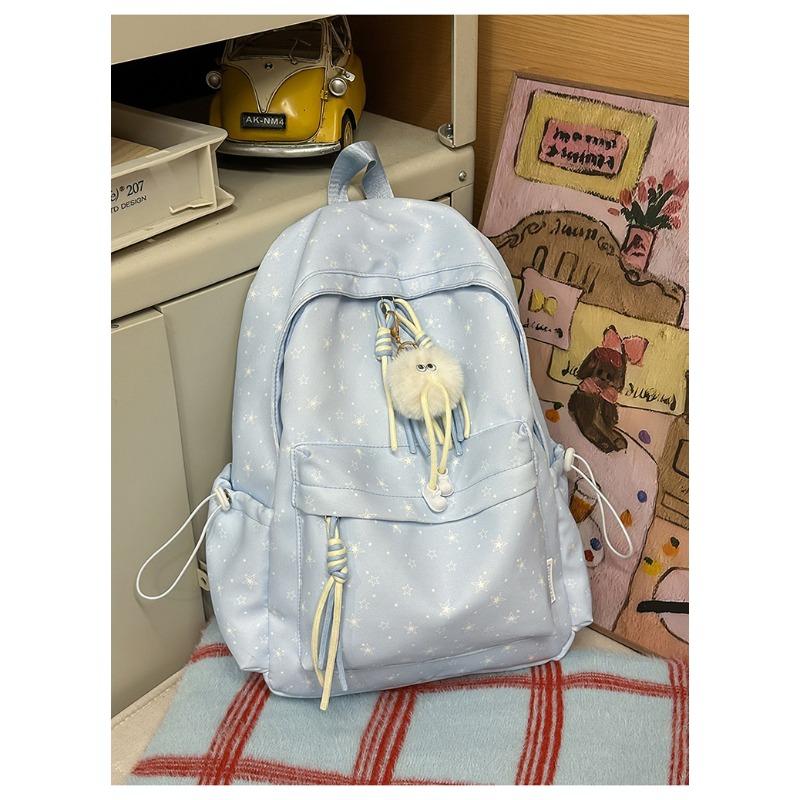 Korean Small Fresh Schoolbag Female College Student Simple Star Backpack Lightweight Large Capacity High School Backpack