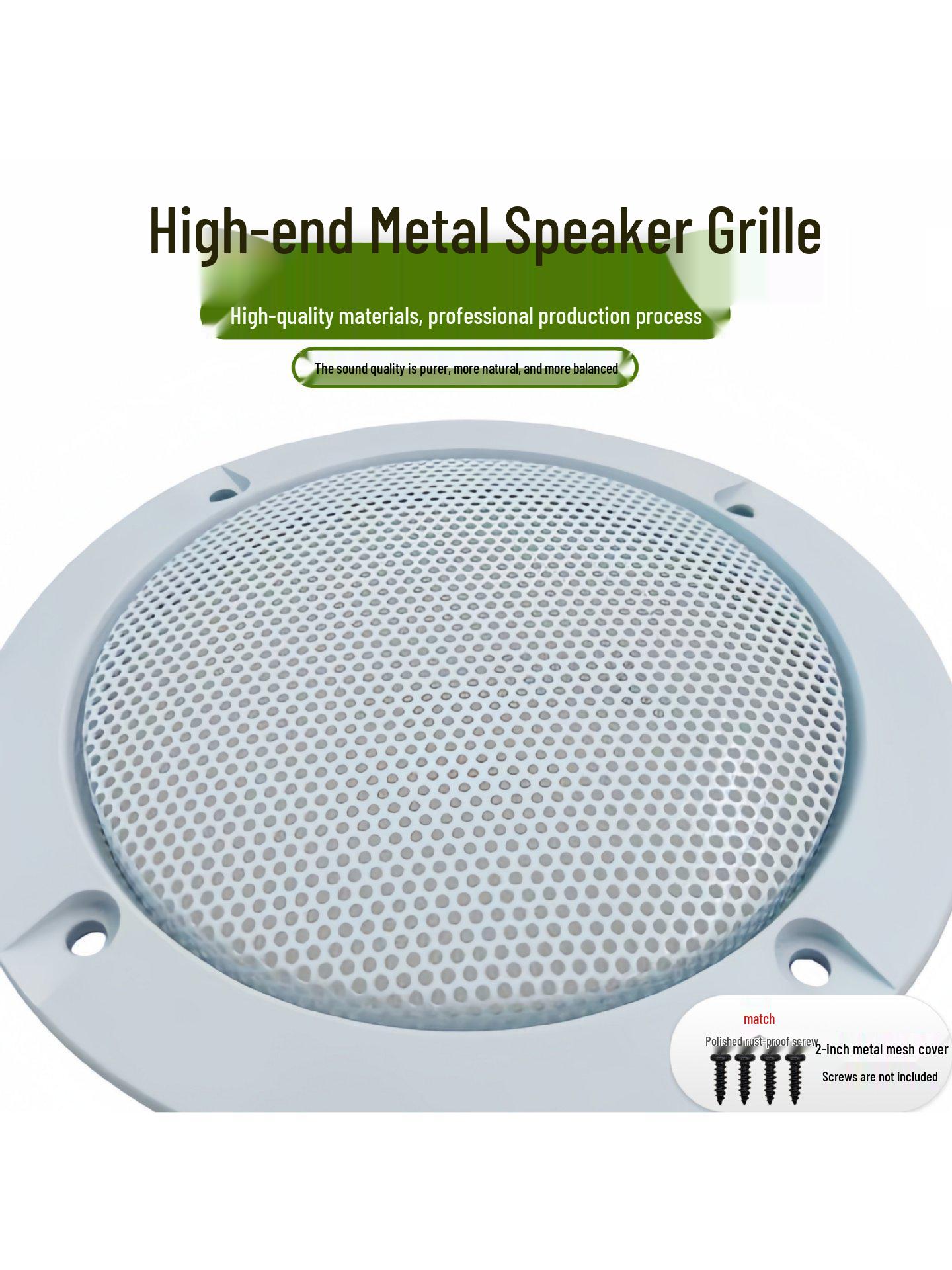 Metal Mesh Speaker Grille Dust Cover for 2, 3, 4 Inch Car Speakers White - 2 inch