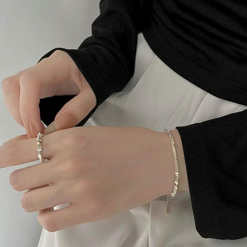 FY-PL203 S925 Sterling Silver Broken Silver Series Niche Design Korean Version of Fashion and Versatile Accessories