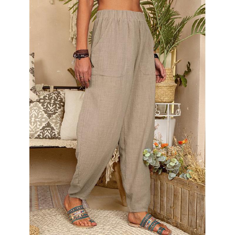 2026 Women's Solid Color Casual Pants Loose Home Harem Breathable Long Pants
