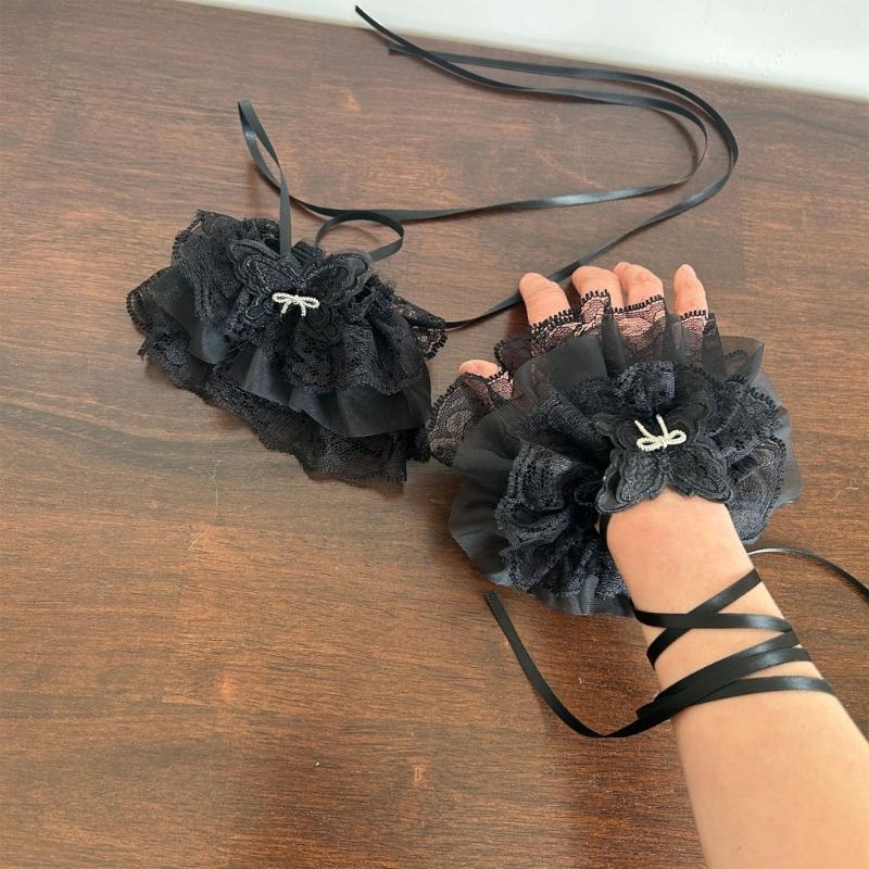 Lace Wrist Cuffs For Shirt Sweater Balletcore Elaborate False Sleeve Ornament Lace Brim Sleeves False Wrist Cuffs