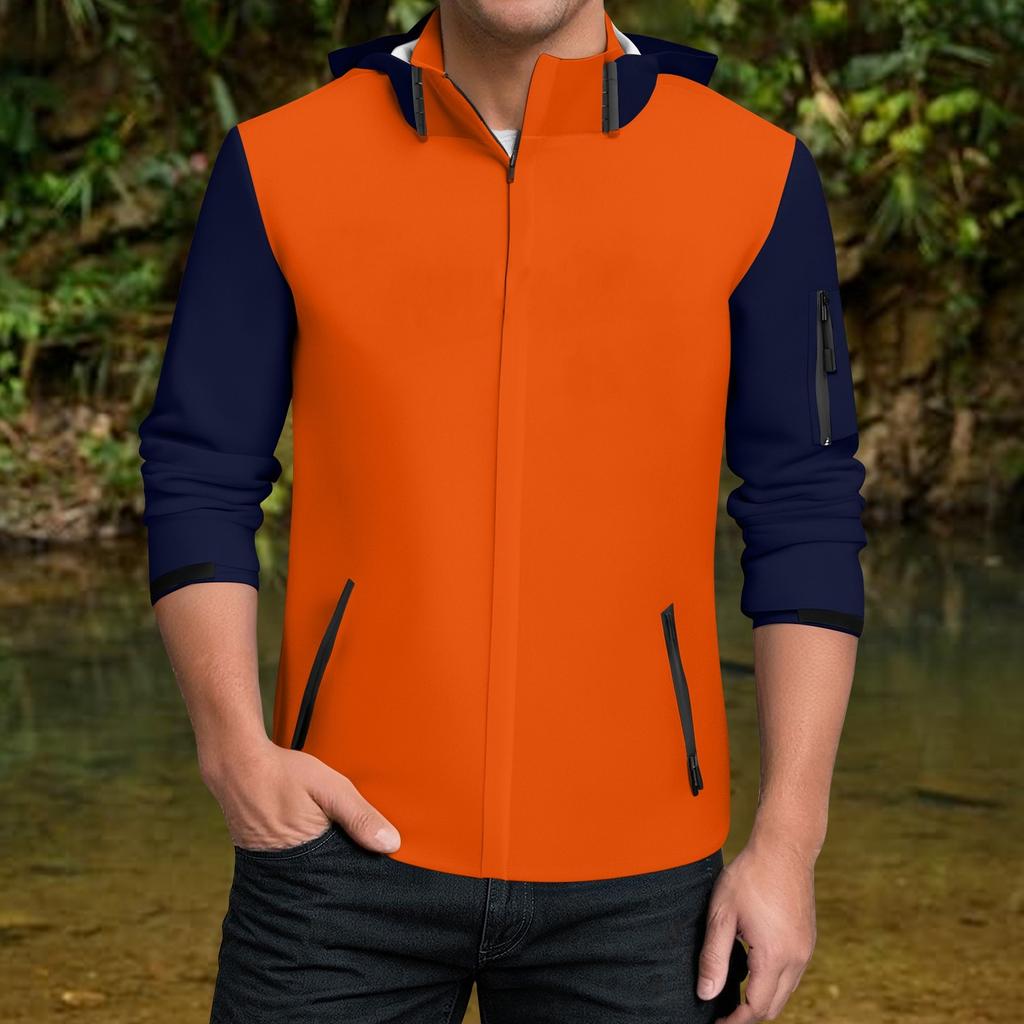 Pánská nepromokavá větrovka, lehký nepromokavý plášť s kapucí pro každodenní nošení