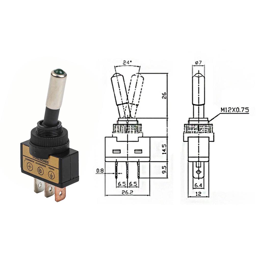 Automotive Switch 2PCS 12mm SPST ON OFF 12V 20A with LED Indicator 3 Pin Panel Mount for Car and Marine Panel Wiring