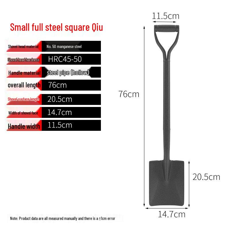 Manganese Steel Pointed Shovel for Home, Soil Digging, Construction, and Snow Removal; Outdoor Iron Snow Shovel.