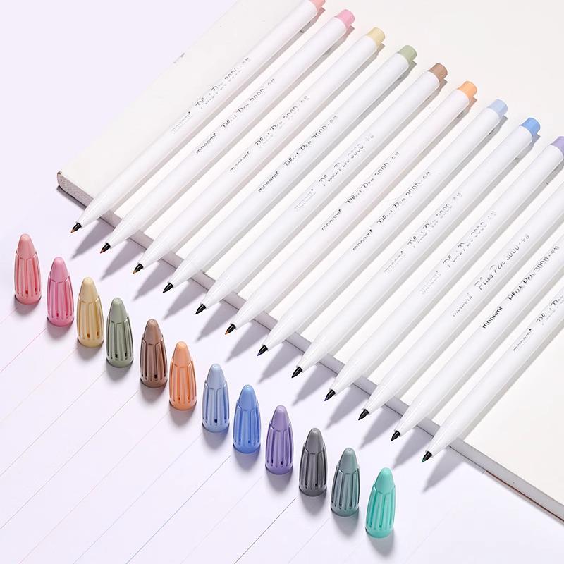 Monami Korean Fiber Watercolor Highlight Pen - Water-based Colored Journal Marker and Outliner Pen