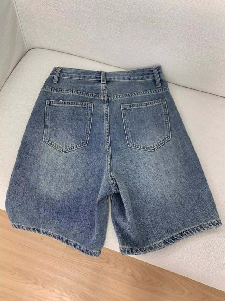 Spring Summer Women Casual Denim Shorts Fashion Wide Leg Short Jeans Knee Lenght Denim Pant High Waist Girls