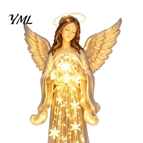 Sympathy Gifts for Loss Solar Powered Angel Remembrance Garden Light, Resin Blessing Fountain Statue with Cascading Outdoor Memorial Decor LED