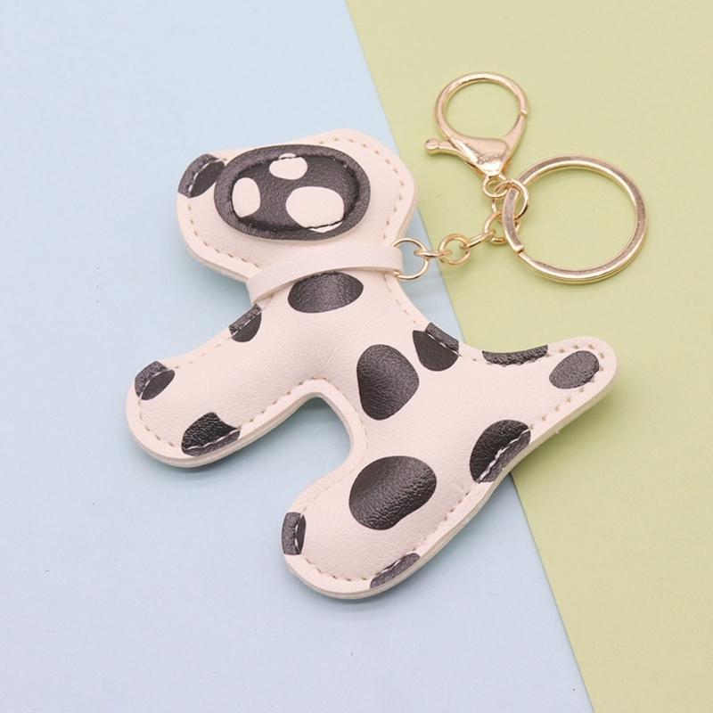 Multi Purpose Spotted Dog PU Keychain Accessory For Cars And Bags Featuring Sturdy Alloy Clip Keychain Pendant