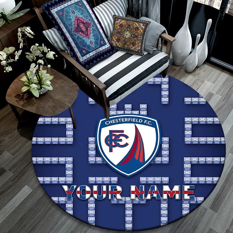 Custom Name Chesterfield F.C Round Area Rug,Carpet Rug for Living Room Bedroom Sofa Playroom Decor,Non-slip Floor Mat