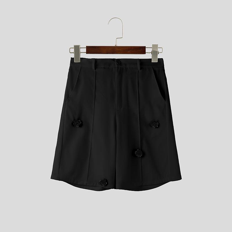 INCERUN Summer Men Zip-up Waist Flowers Casual Loose Shorts Half Pants