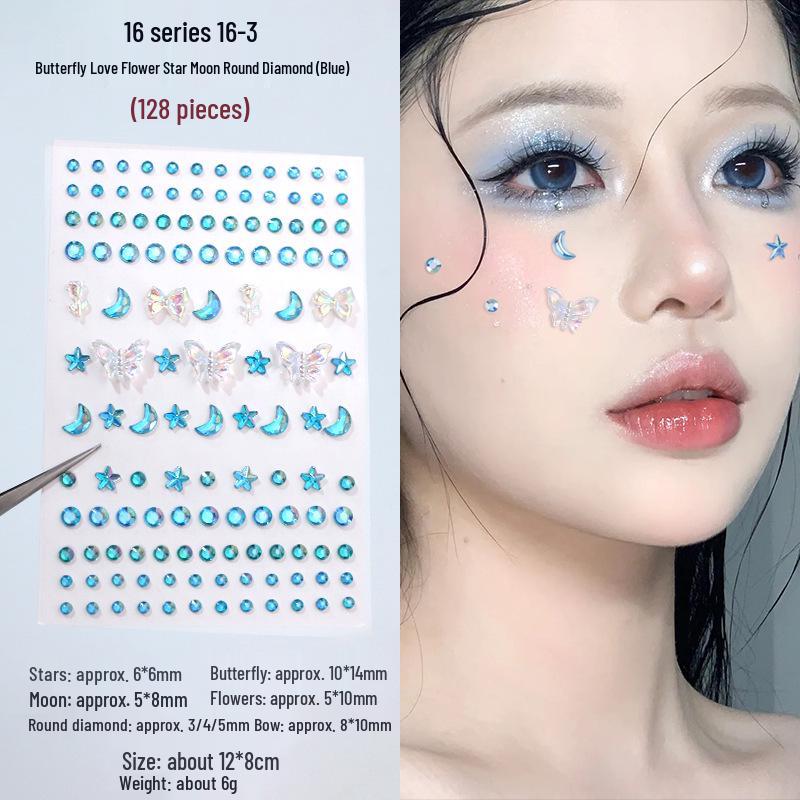 3D Butterfly & Star Face Sticker Set with Rhinestones & Pearls for Kids