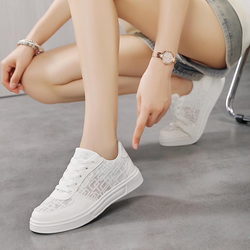 TUINANLE Damenschuhe, geometrisches Netzgewebe, atmungsaktiv, lässige Turnschuhe, Mädchen, rutschfeste Plateauschuhe