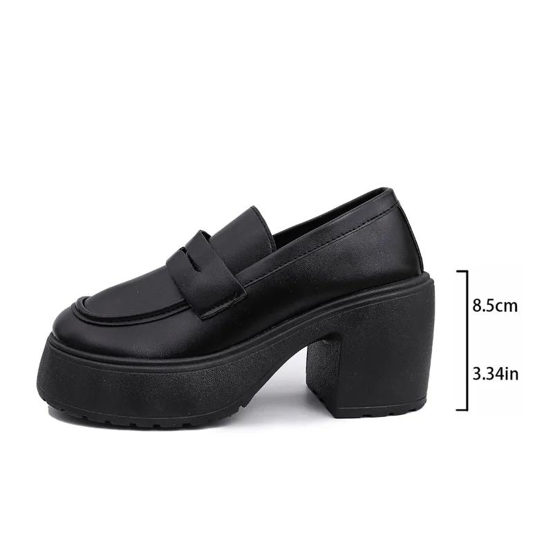 Fashion 2025 Hot Sale New Loafers Women's High Heels Round Toe Chunky Heels Classics Daily & Office Pumps Women Slip on Platform Shoes