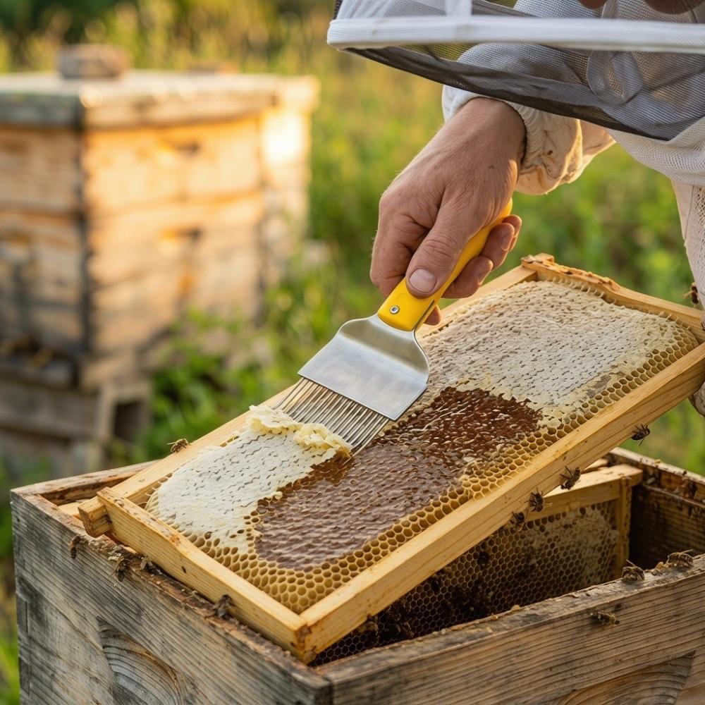 Stainless Steel Bee Uncapping Fork Silicone Handle Beekeeping Tine Uncapping Fork Farm Beekeeping