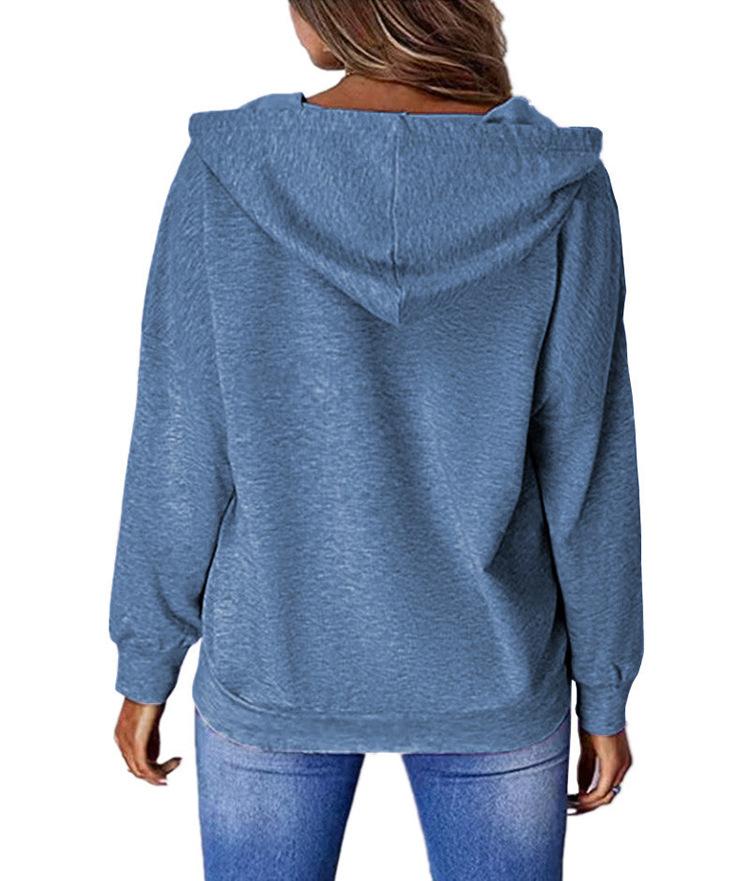Casual Hooded Long Sleeve Zip Pullover Digitally Printed Womens Sweatshirt Trendy Style Comfortable Loose Fit for Daily & Casual Wear