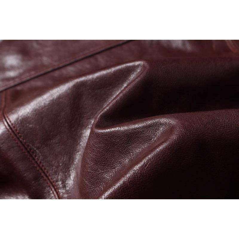 Chinese Size Classical 1930 Style Men Leather Jacket Uncoated Natural Goatskin Leather Soft Slim Spring Autumn